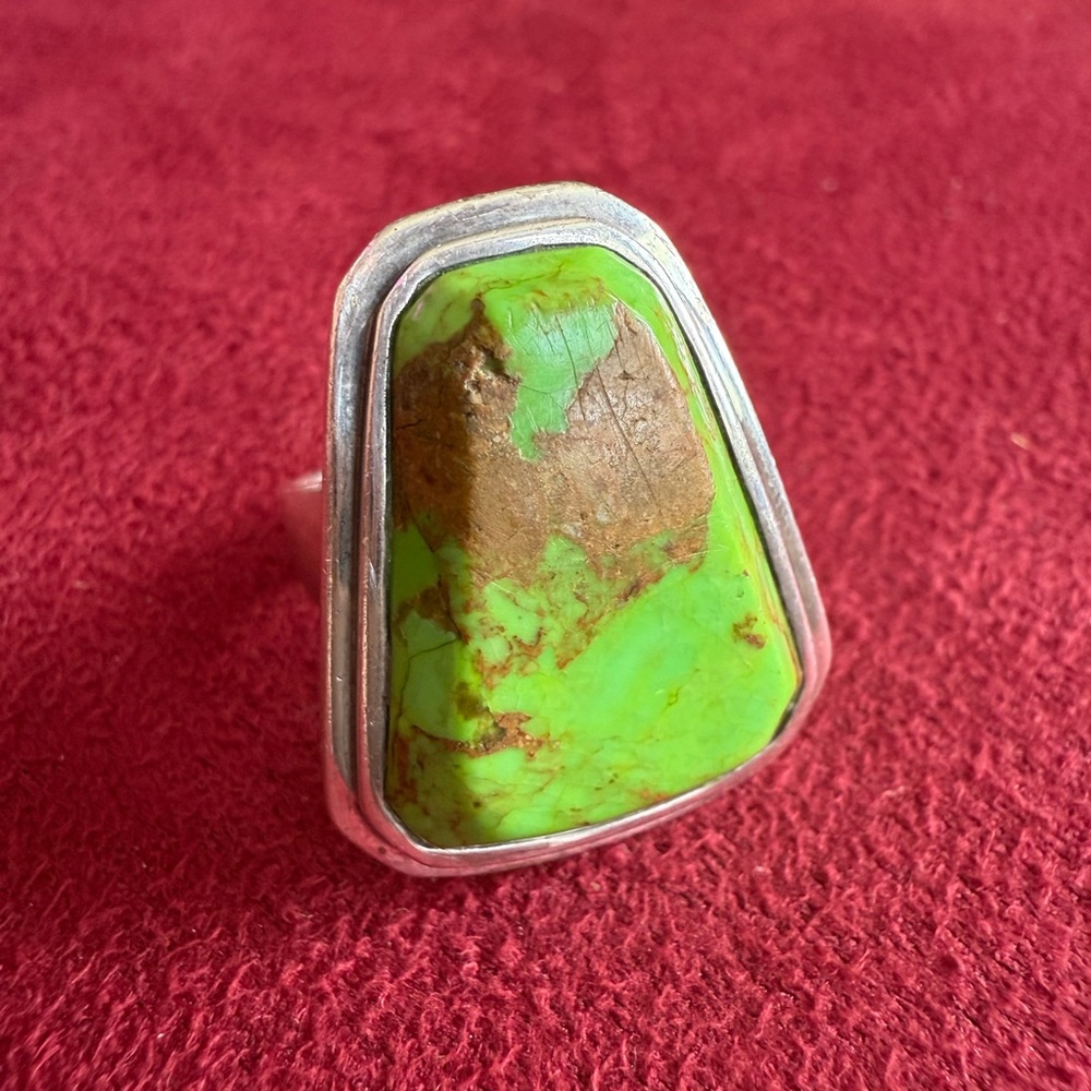 Green Turquoise Silver Ring - image 5